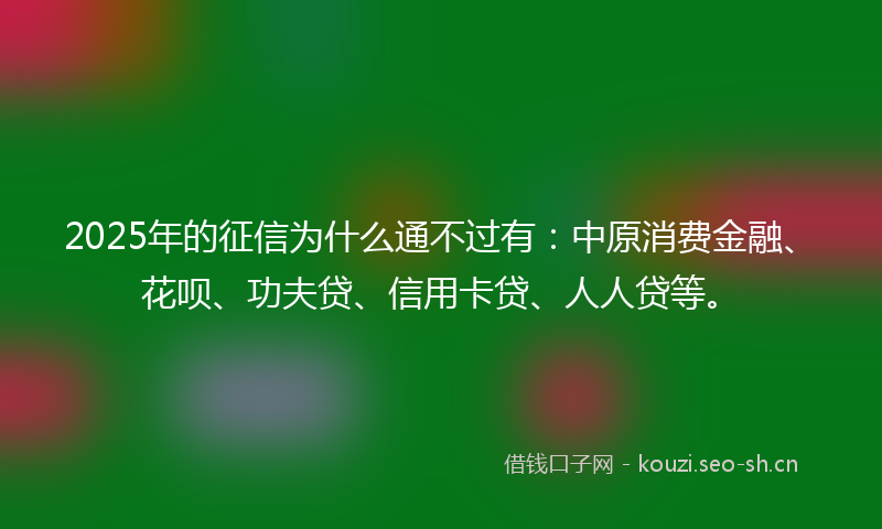 2025年的征信为什么通不过有：中原消费金融、花呗、功夫贷、信用卡贷、人人贷等。