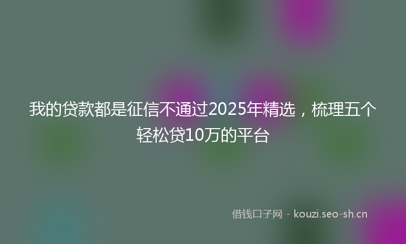 我的贷款都是征信不通过2025年精选,梳理五个轻松贷10万的平台