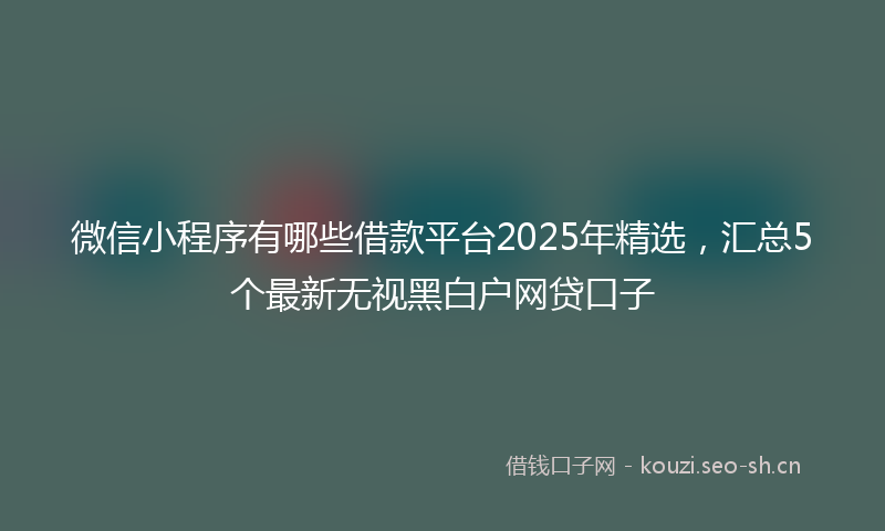 微信小程序有哪些借款平台2025年精选，汇总5个最新无视黑白户网贷口子