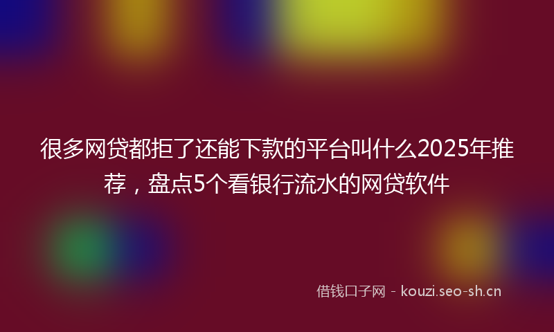 很多网贷都拒了还能下款的平台叫什么2025年推荐,盘点5个看银行流水的网贷软件