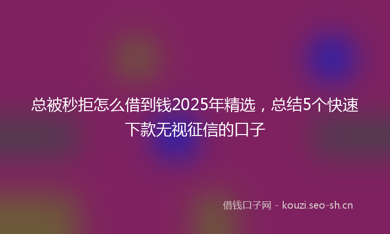 总被秒拒怎么借到钱2025年精选，总结5个快速下款无视征信的口子