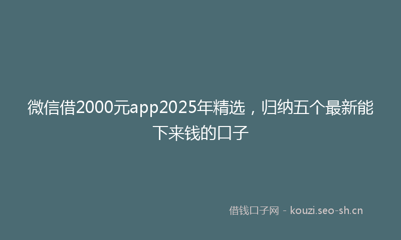 微信借2000元app2025年精选，归纳五个最新能下来钱的口子