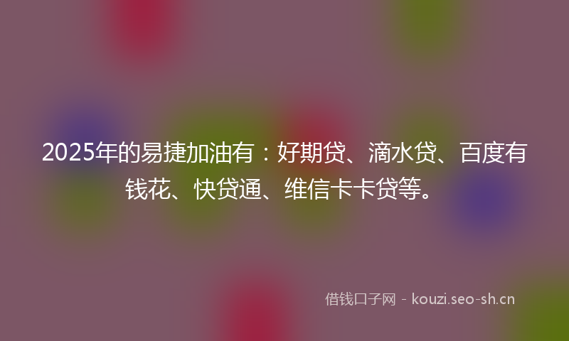 2025年的易捷加油有：好期贷、滴水贷、百度有钱花、快贷通、维信卡卡贷等。