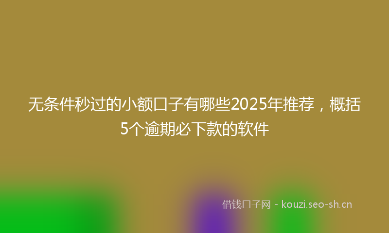 无条件秒过的小额口子有哪些2025年推荐,概括5个逾期必下款的软件