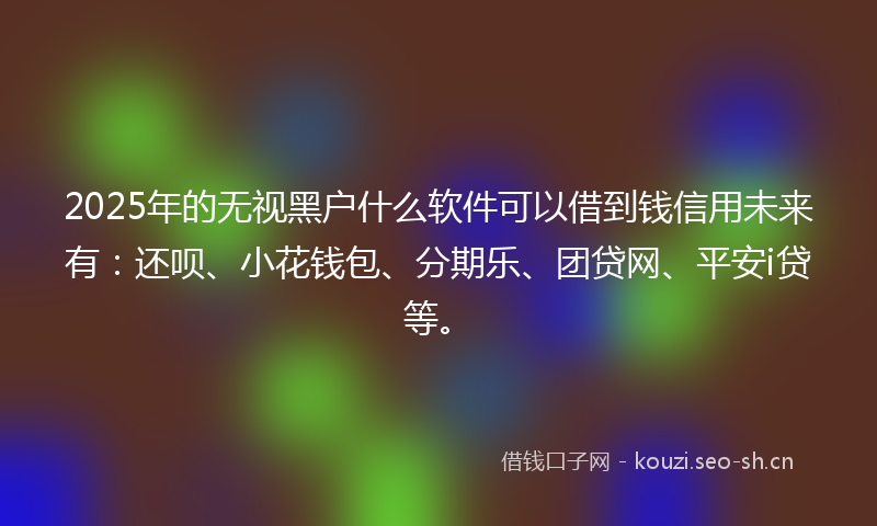 2025年的无视黑户什么软件可以借到钱信用未来有：还呗、小花钱包、分期乐、团贷网、平安i贷等。