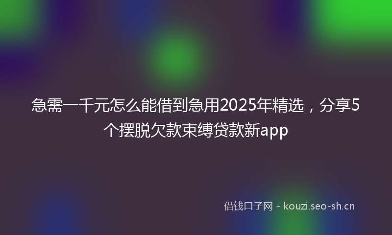 急需一千元怎么能借到急用2025年精选，分享5个摆脱欠款束缚贷款新app