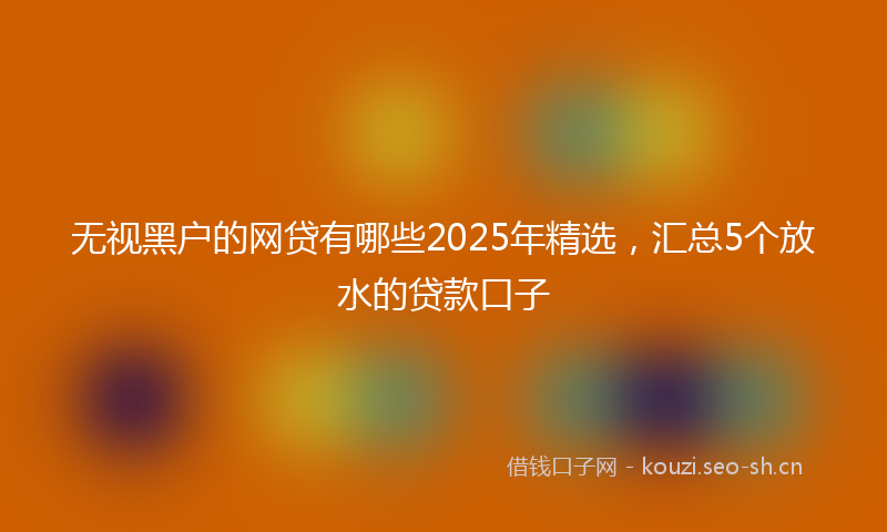 无视黑户的网贷有哪些2025年精选，汇总5个放水的贷款口子
