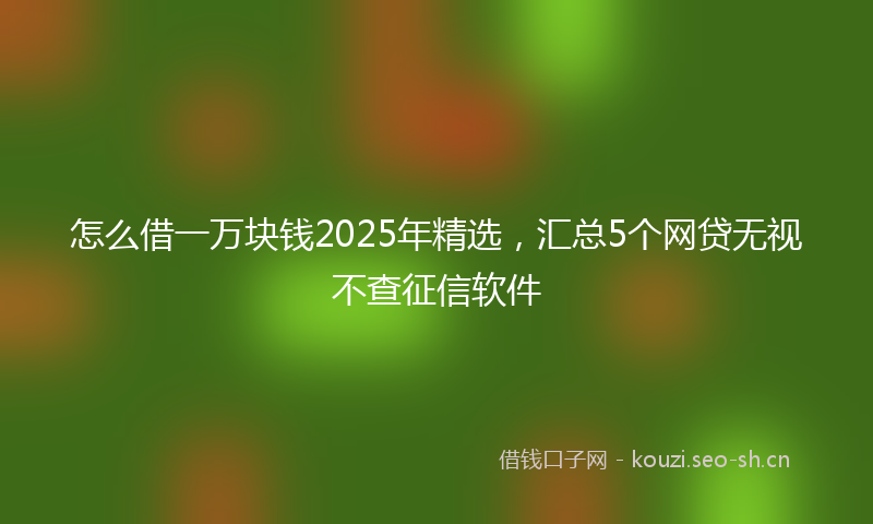 怎么借一万块钱2025年精选，汇总5个网贷无视不查征信软件