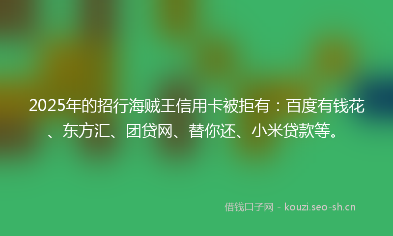 2025年的招行海贼王信用卡被拒有:百度有钱花、东方汇、团贷网、替你还、小米贷款等。