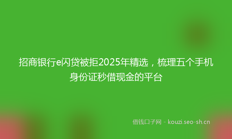 招商银行e闪贷被拒2025年精选，梳理五个手机身份证秒借现金的平台