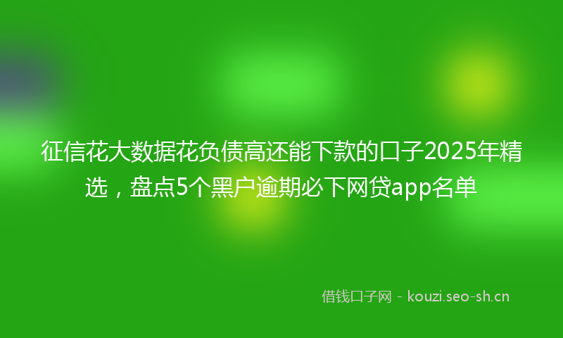 征信花大数据花负债高还能下款的口子2025年精选，盘点5个黑户逾期必下网贷app名单
