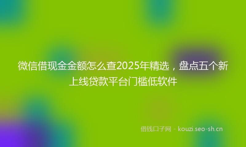 微信借现金金额怎么查2025年精选，盘点五个新上线贷款平台门槛低软件