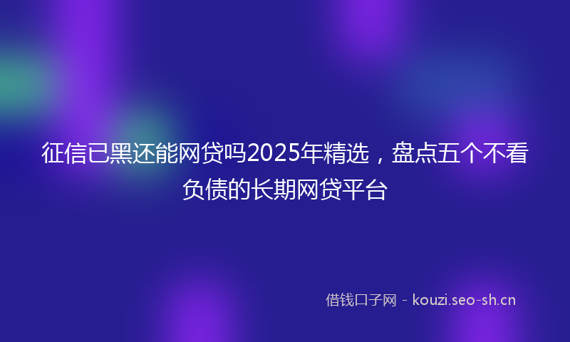 征信已黑还能网贷吗2025年精选，盘点五个不看负债的长期网贷平台