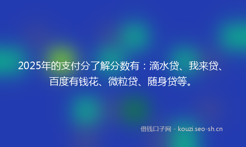 2025年的支付分了解分数有：滴水贷、我来贷、百度有钱花、微粒贷、随身贷等。