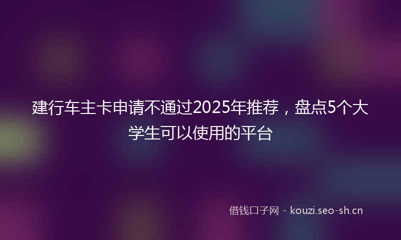建行车主卡申请不通过2025年推荐，盘点5个大学生可以使用的平台