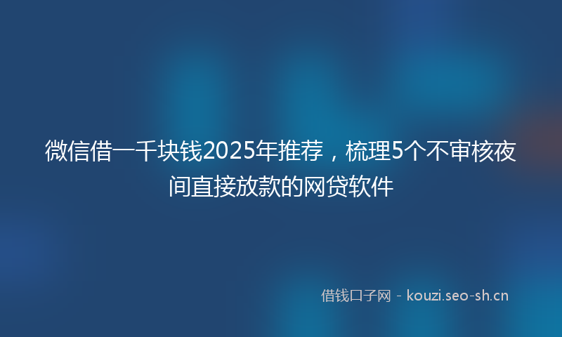 微信借一千块钱2025年推荐，梳理5个不审核夜间直接放款的网贷软件
