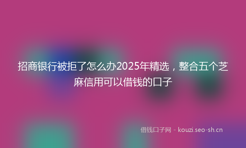 招商银行被拒了怎么办2025年精选，整合五个芝麻信用可以借钱的口子