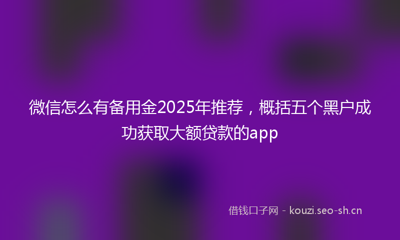 微信怎么有备用金2025年推荐，概括五个黑户成功获取大额贷款的app