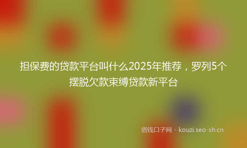 担保费的贷款平台叫什么2025年推荐，罗列5个摆脱欠款束缚贷款新平台