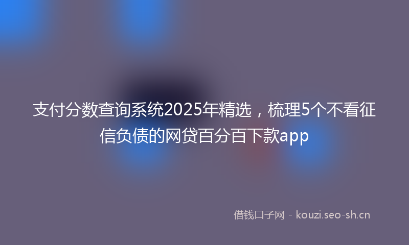 支付分数查询系统2025年精选，梳理5个不看征信负债的网贷百分百下款app