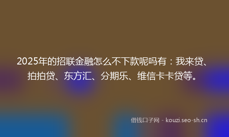 2025年的招联金融怎么不下款呢吗有：我来贷、拍拍贷、东方汇、分期乐、维信卡卡贷等。