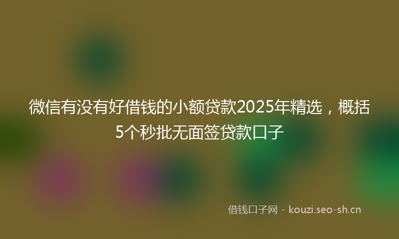 微信有没有好借钱的小额贷款2025年精选,概括5个秒批无面签贷款口子