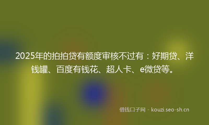 2025年的拍拍贷有额度审核不过有：好期贷、洋钱罐、百度有钱花、超人卡、e微贷等。