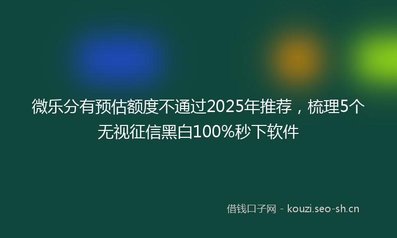 微乐分有预估额度不通过2025年推荐,梳理5个无视征信黑白100%秒下软件