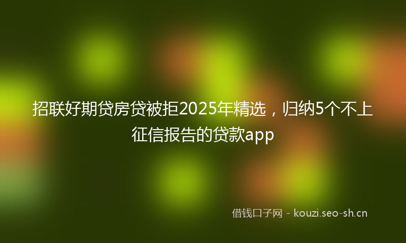 招联好期贷房贷被拒2025年精选，归纳5个不上征信报告的贷款app