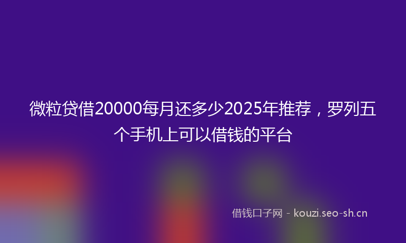 微粒贷借20000每月还多少2025年推荐，罗列五个手机上可以借钱的平台