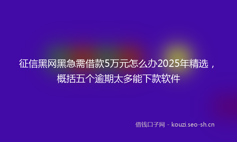 征信黑网黑急需借款5万元怎么办2025年精选，概括五个逾期太多能下款软件