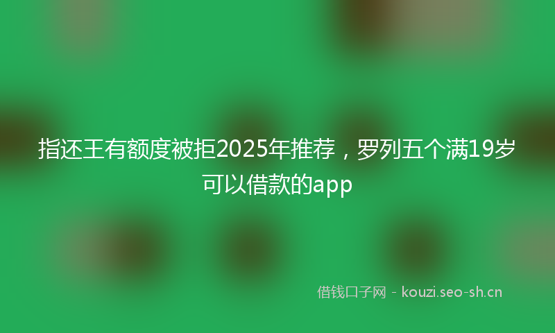 指还王有额度被拒2025年推荐，罗列五个满19岁可以借款的app