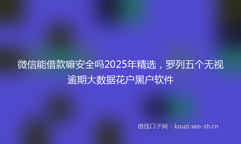 微信能借款嘛安全吗2025年精选,罗列五个无视逾期大数据花户黑户软件