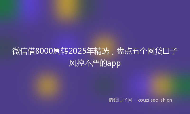 微信借8000周转2025年精选，盘点五个网贷口子风控不严的app
