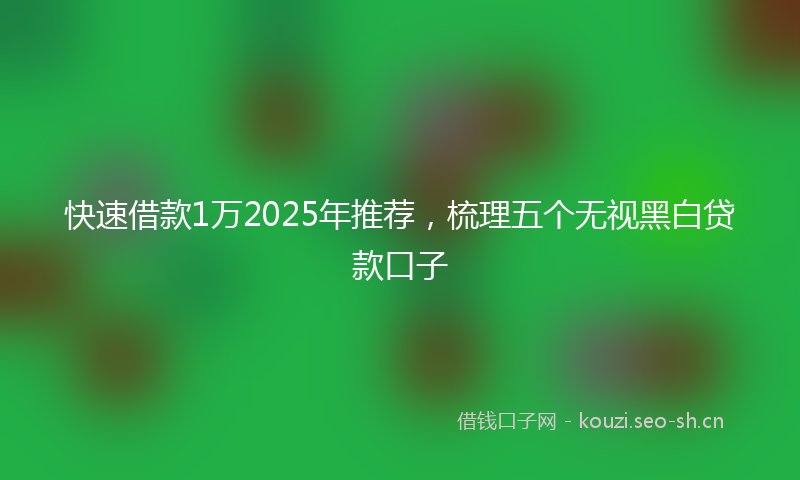 快速借款1万2025年推荐，梳理五个无视黑白贷款口子
