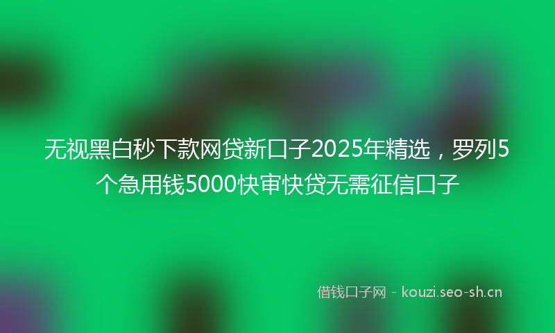 无视黑白秒下款网贷新口子2025年精选，罗列5个急用钱5000快审快贷无需征信口子