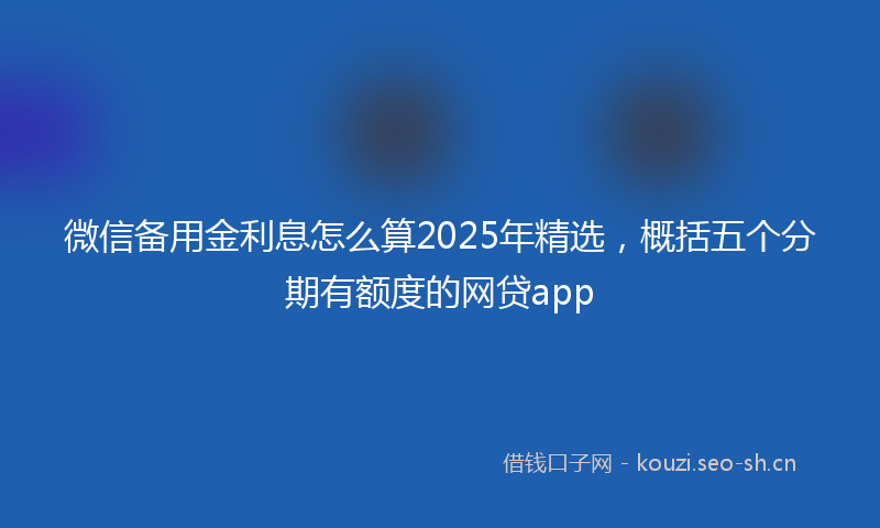 微信备用金利息怎么算2025年精选,概括五个分期有额度的网贷app