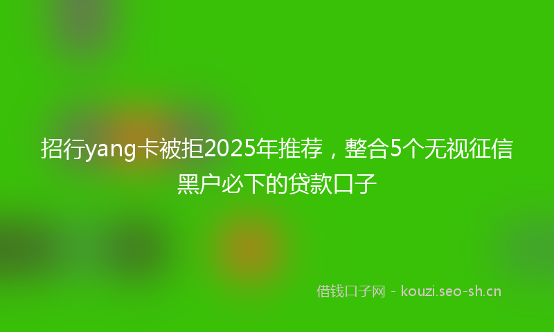 招行yang卡被拒2025年推荐，整合5个无视征信黑户必下的贷款口子
