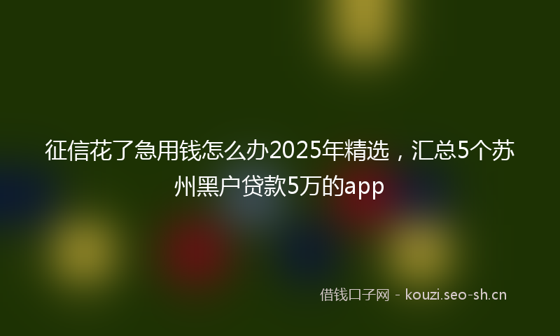 征信花了急用钱怎么办2025年精选，汇总5个苏州黑户贷款5万的app