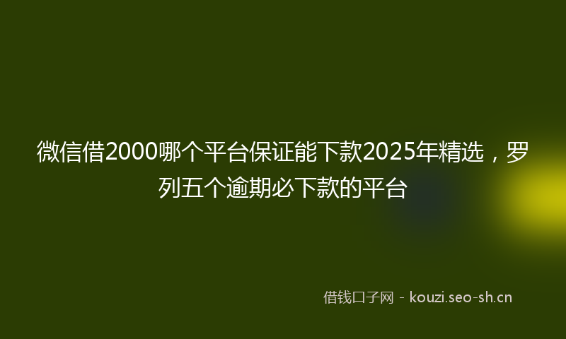 微信借2000哪个平台保证能下款2025年精选，罗列五个逾期必下款的平台