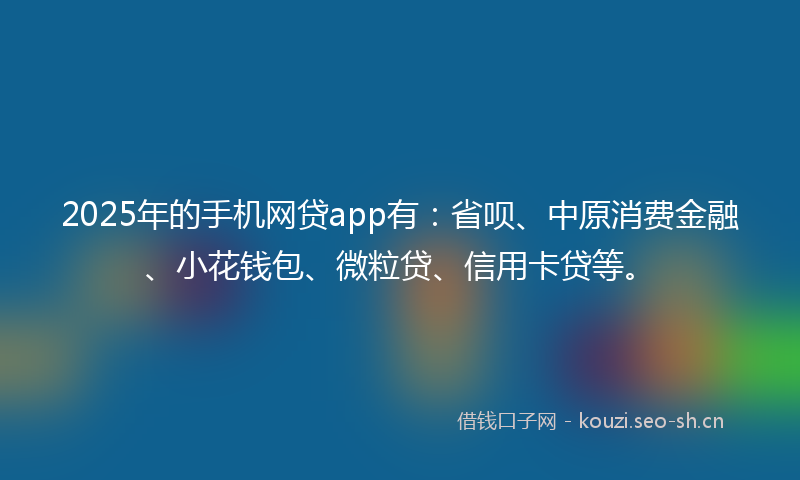 2025年的手机网贷app有:省呗、中原消费金融、小花钱包、微粒贷、信用卡贷等。