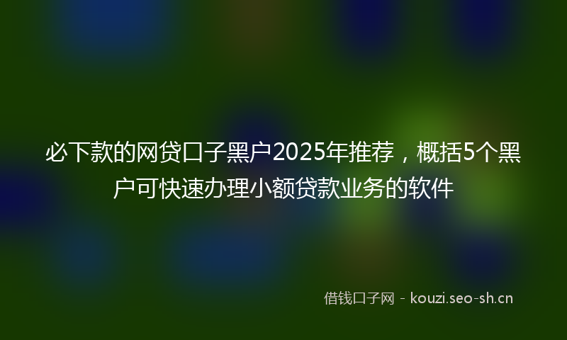 必下款的网贷口子黑户2025年推荐，概括5个黑户可快速办理小额贷款业务的软件