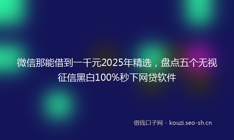 微信那能借到一千元2025年精选，盘点五个无视征信黑白100%秒下网贷软件