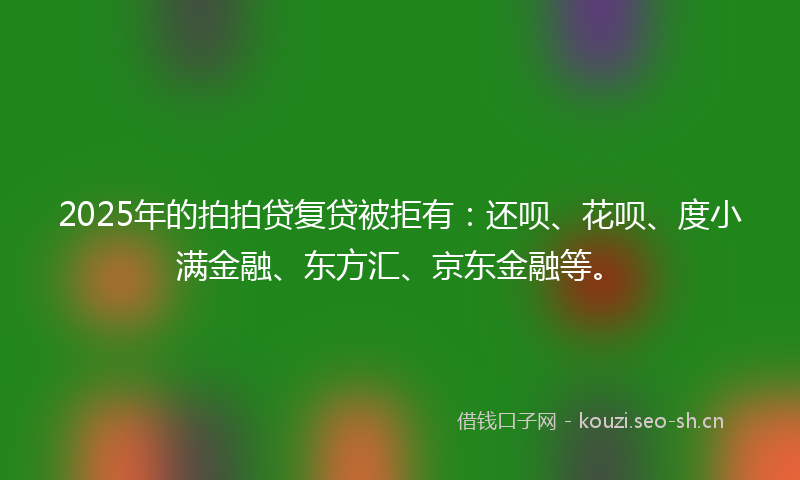 2025年的拍拍贷复贷被拒有：还呗、花呗、度小满金融、东方汇、京东金融等。