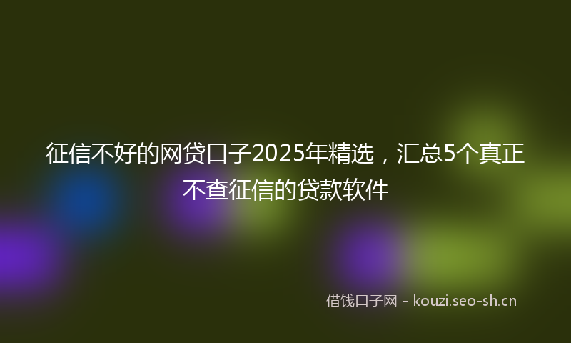 征信不好的网贷口子2025年精选，汇总5个真正不查征信的贷款软件