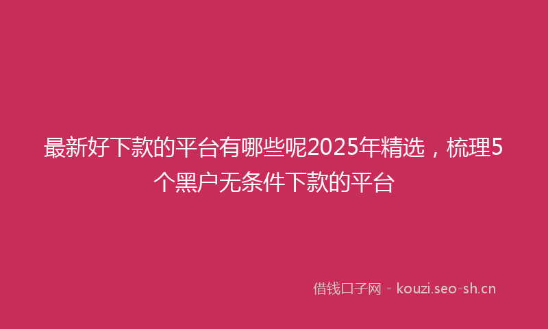 最新好下款的平台有哪些呢2025年精选，梳理5个黑户无条件下款的平台