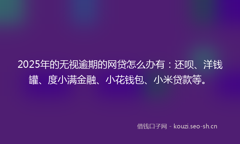 2025年的无视逾期的网贷怎么办有：还呗、洋钱罐、度小满金融、小花钱包、小米贷款等。
