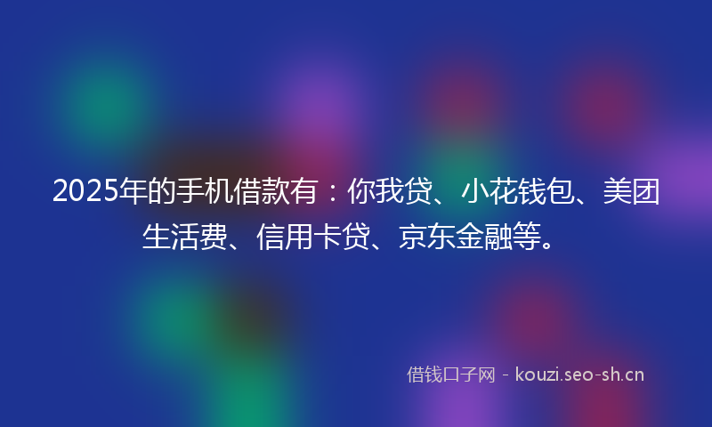 2025年的手机借款有：你我贷、小花钱包、美团生活费、信用卡贷、京东金融等。