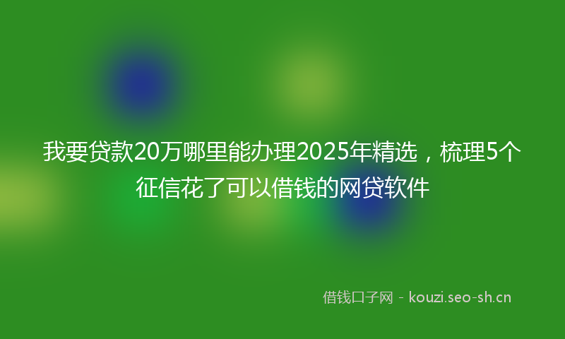 我要贷款20万哪里能办理2025年精选，梳理5个征信花了可以借钱的网贷软件