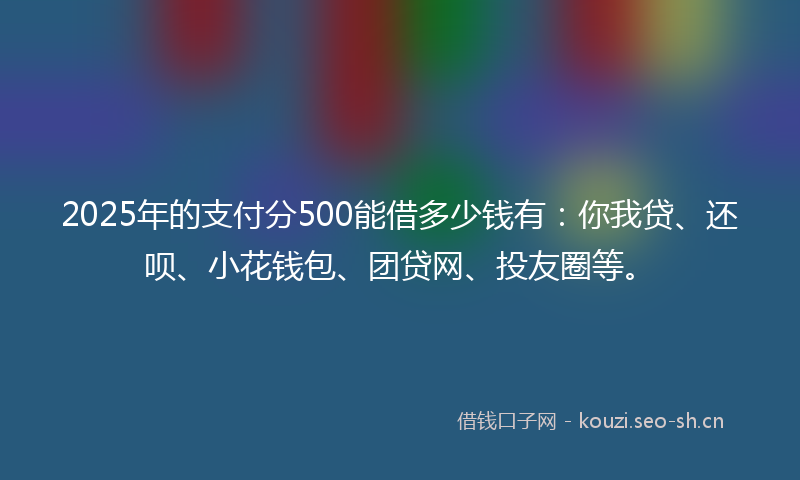 2025年的支付分500能借多少钱有：你我贷、还呗、小花钱包、团贷网、投友圈等。